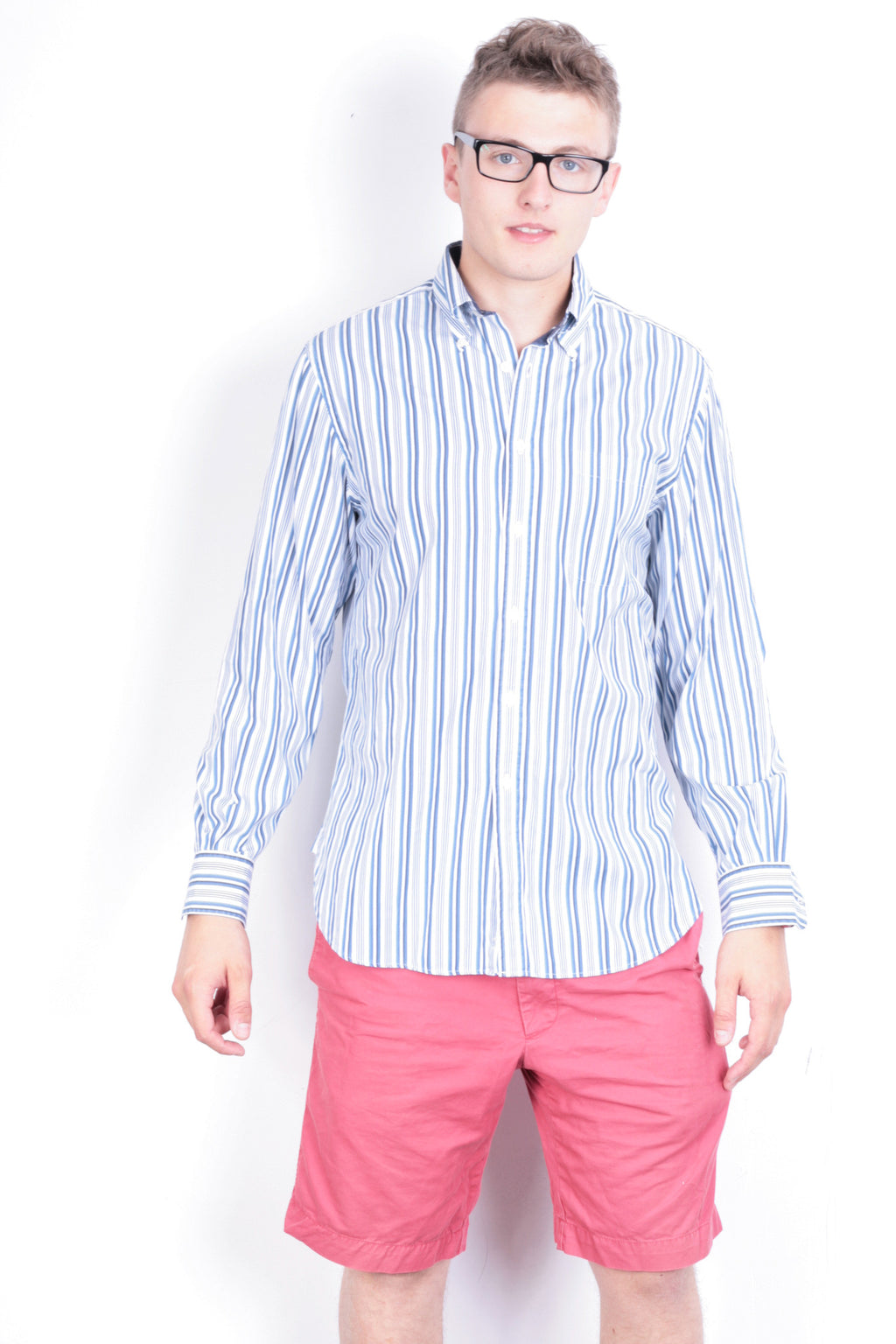 Charles Tyrwhitt Mens M Casual Shirt Striped Buttons Down Collar Cotton - RetrospectClothes