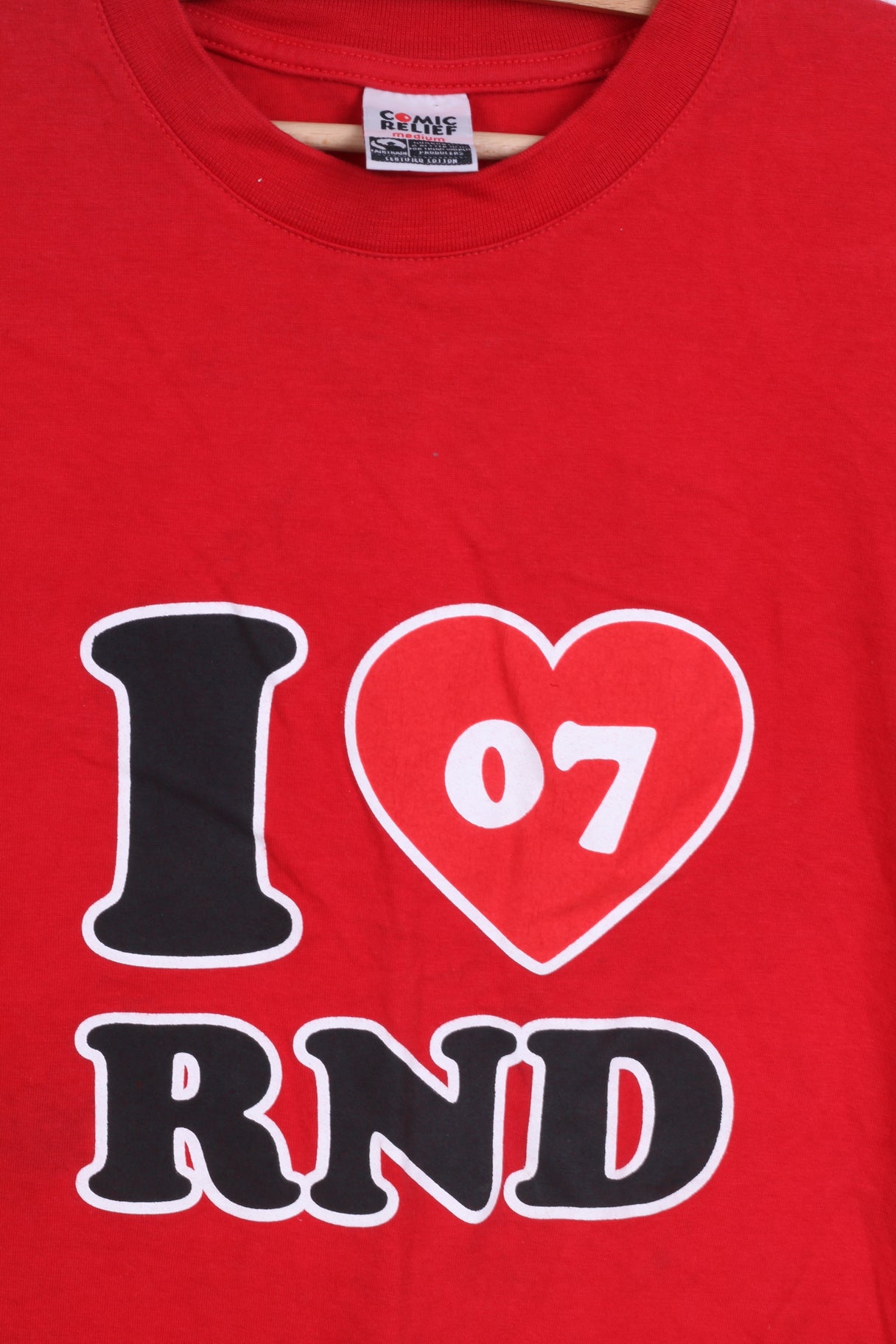 Comic Relief Mens M T-Shirt Red Nose Day I Love RND 2007 Cotton