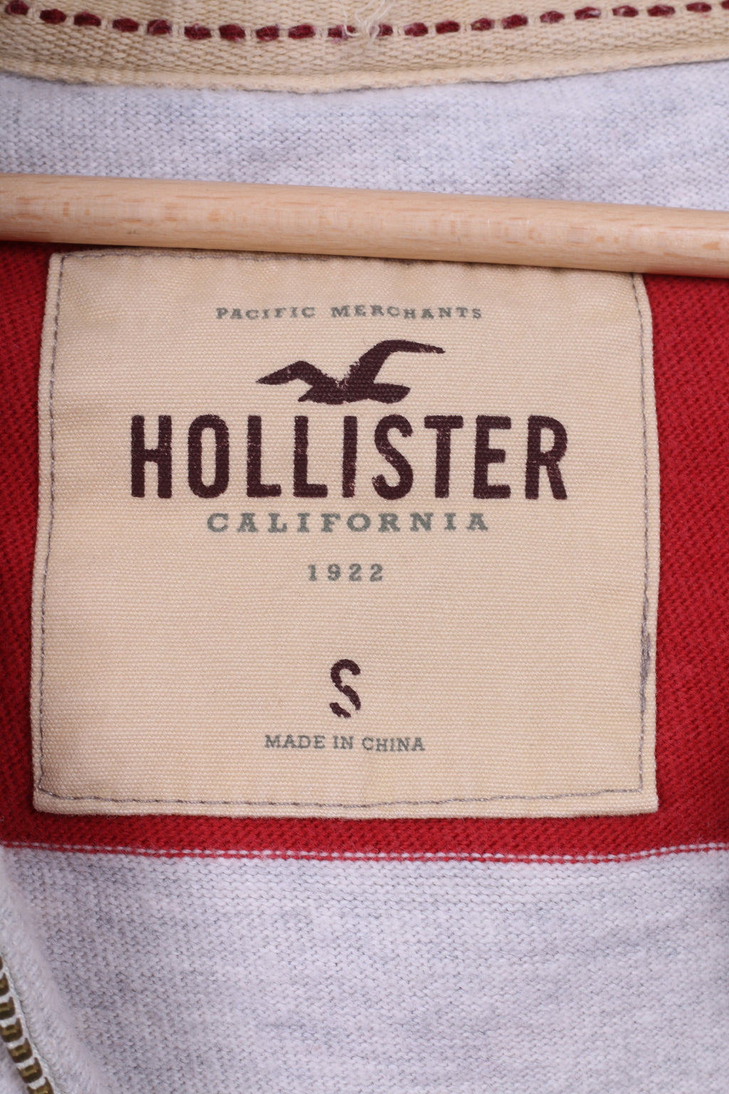 Hollister Mens S Sweatshirt Grey Striped Cotton Stretch Hoodie Zip Up Top