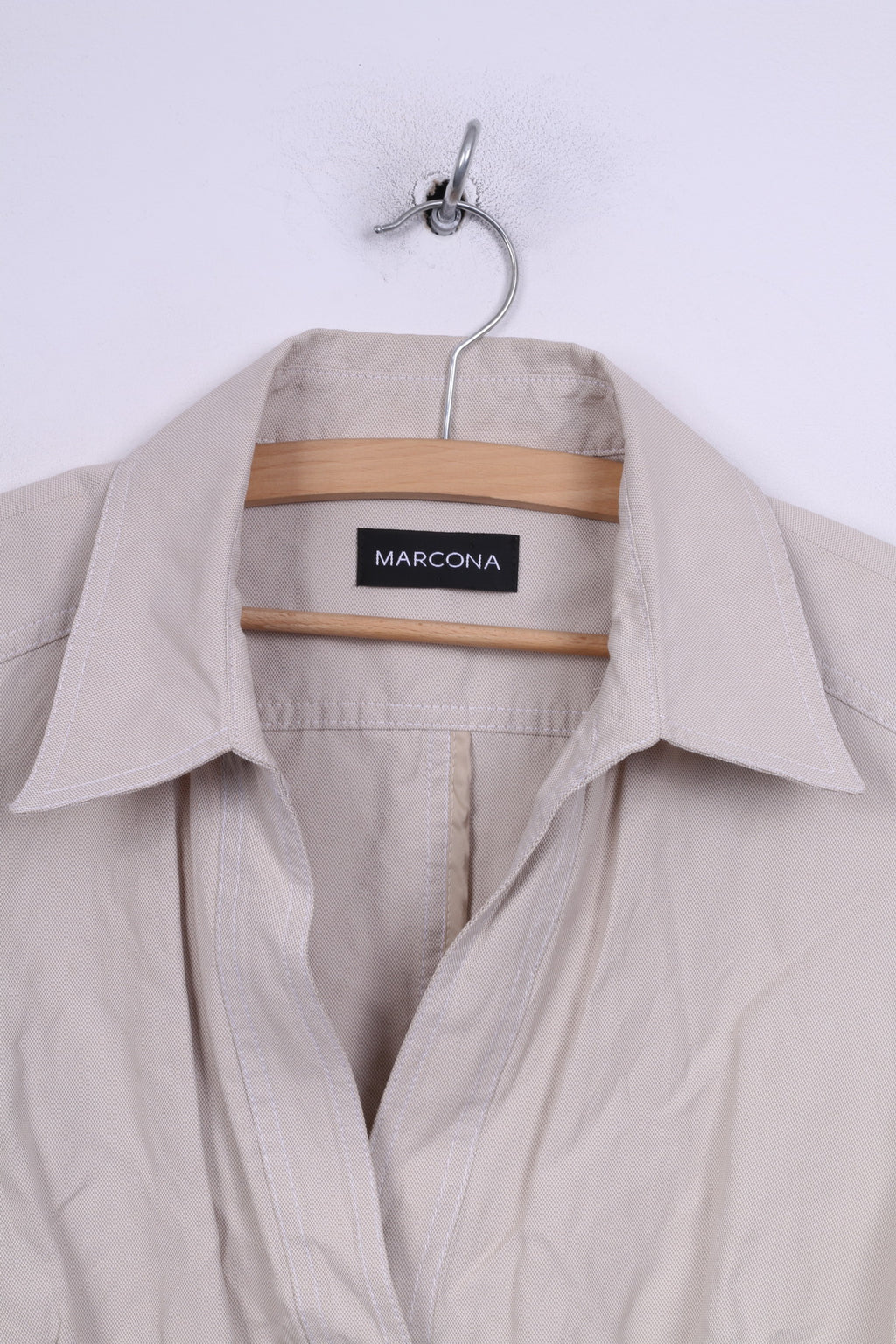 Marcona Giacca da donna 42 L Blazer Crema Tasca monopetto in cotone 