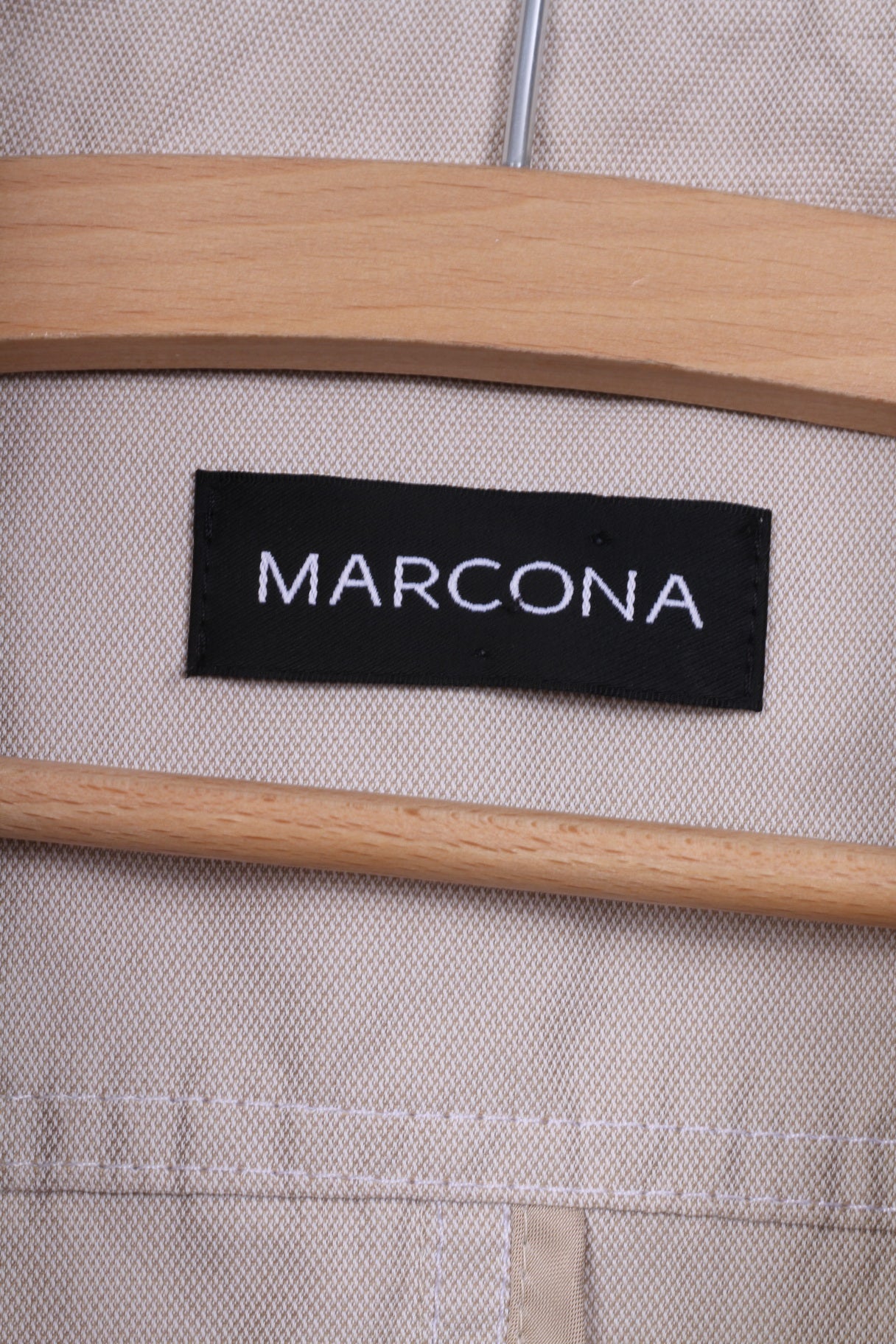 Marcona Womens 42 L Blazer Jacket Cream Single Breasted Pocket Cotton