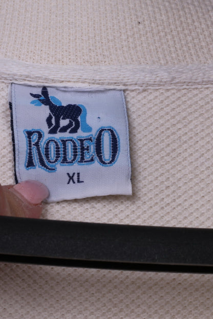 Rodeo C&amp;A Felpa XL da uomo Crema 100% cotone SXG Top con zip e collo