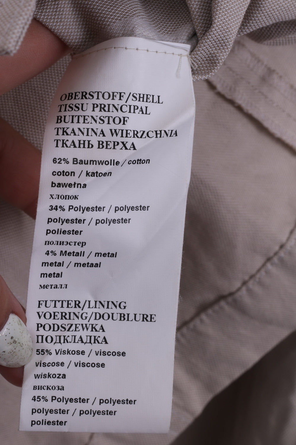 Marcona Giacca da donna 42 L Blazer Crema Tasca monopetto in cotone 