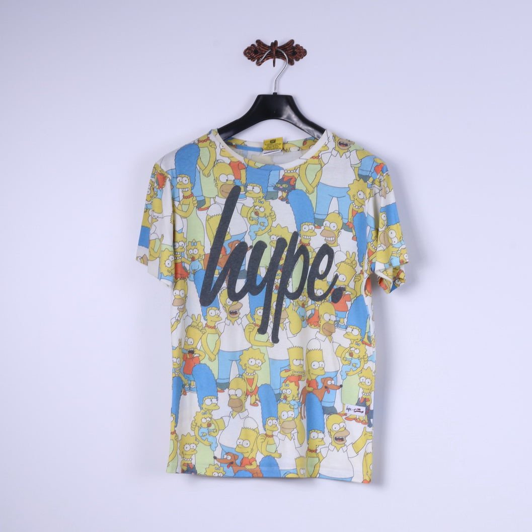 Hype The Simpsons Mens M T-Shirt Graphic Multi Printed Stretch Top