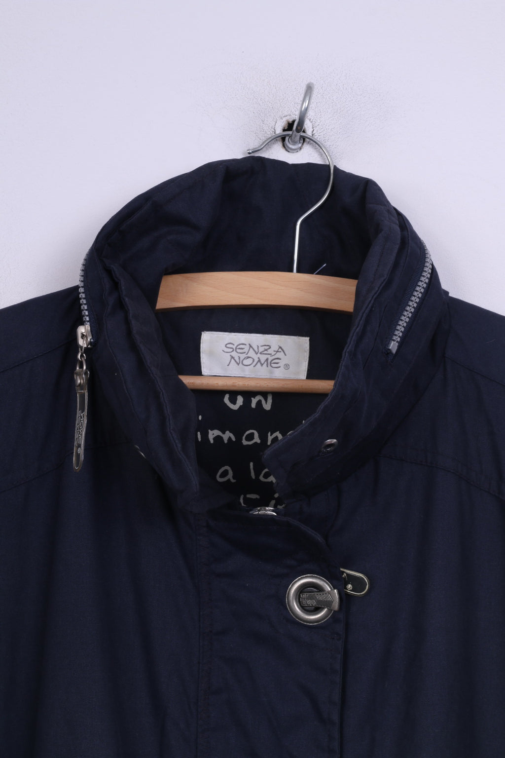 Senza Nome Womens 4XL Lightweight Jacket Navy Full Zipper Pocket Hidden Hood Big Size