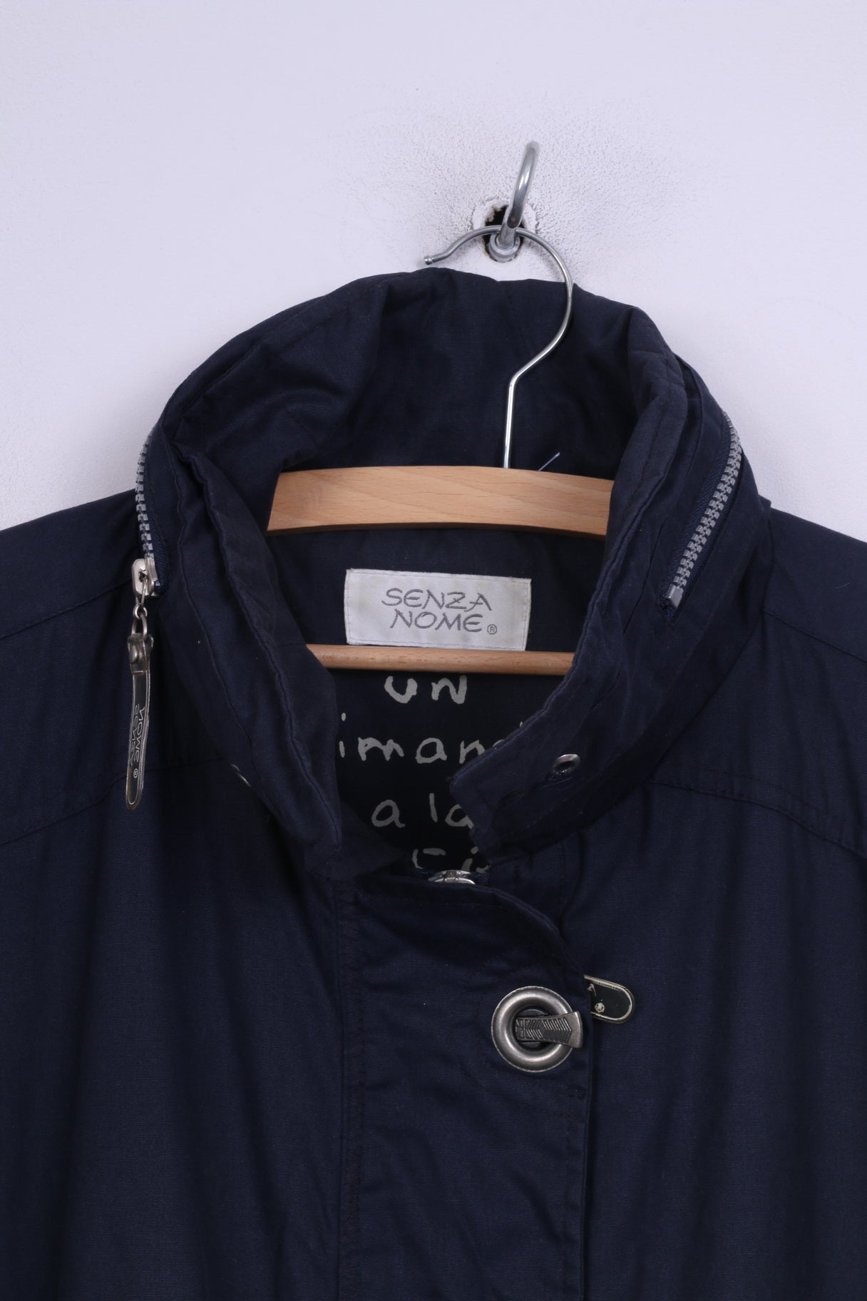 Senza Nome Womens 4XL Lightweight Jacket Navy Full Zipper Pocket Hidden Hood Big Size