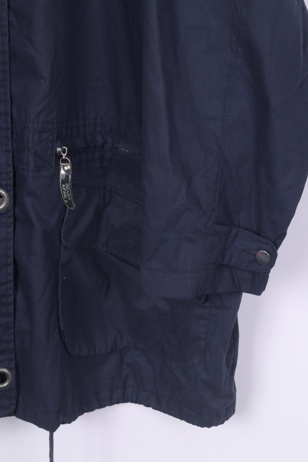 Senza Nome Womens 4XL Lightweight Jacket Navy Full Zipper Pocket Hidden Hood Big Size