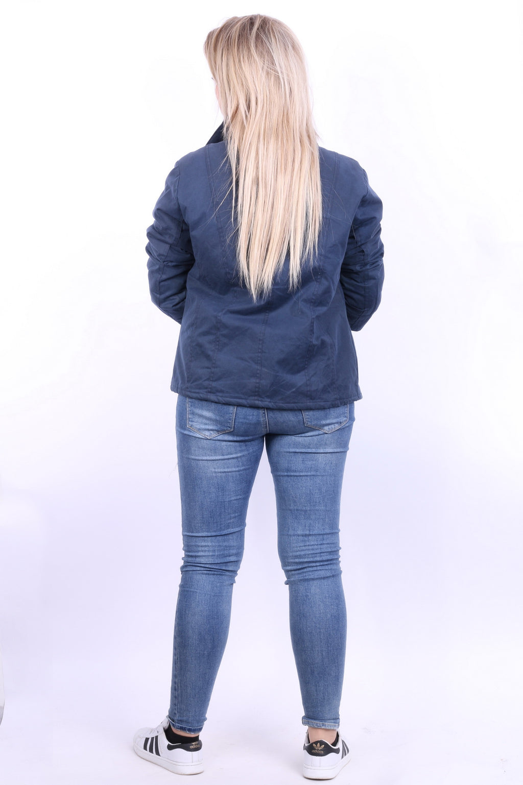 P.G. Field Womens 10 M Jacket Navy Harrington Jacket Cotton Padded - RetrospectClothes