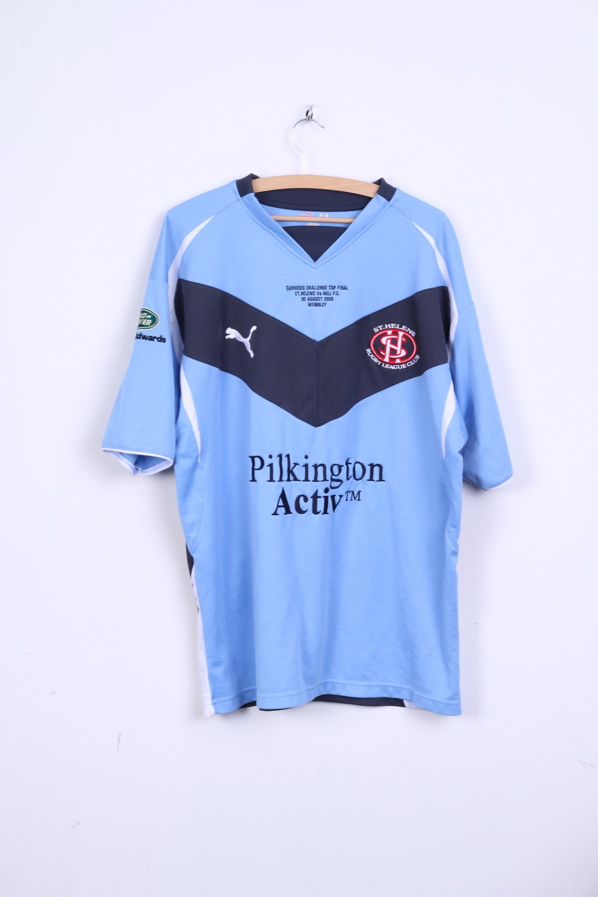 Puma Mens XXL Shirt Blue Crew Neck Sport Traning Rugby League Club St.Helens