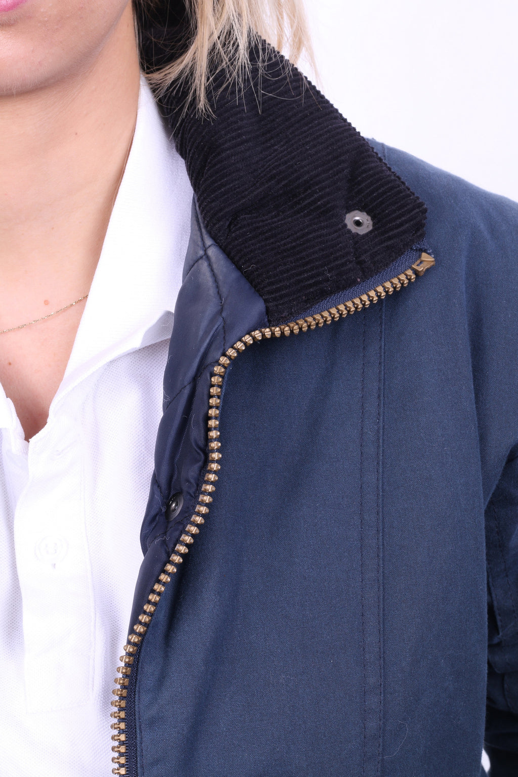 P.G. Field Womens 10 M Jacket Navy Harrington Jacket Cotton Padded - RetrospectClothes