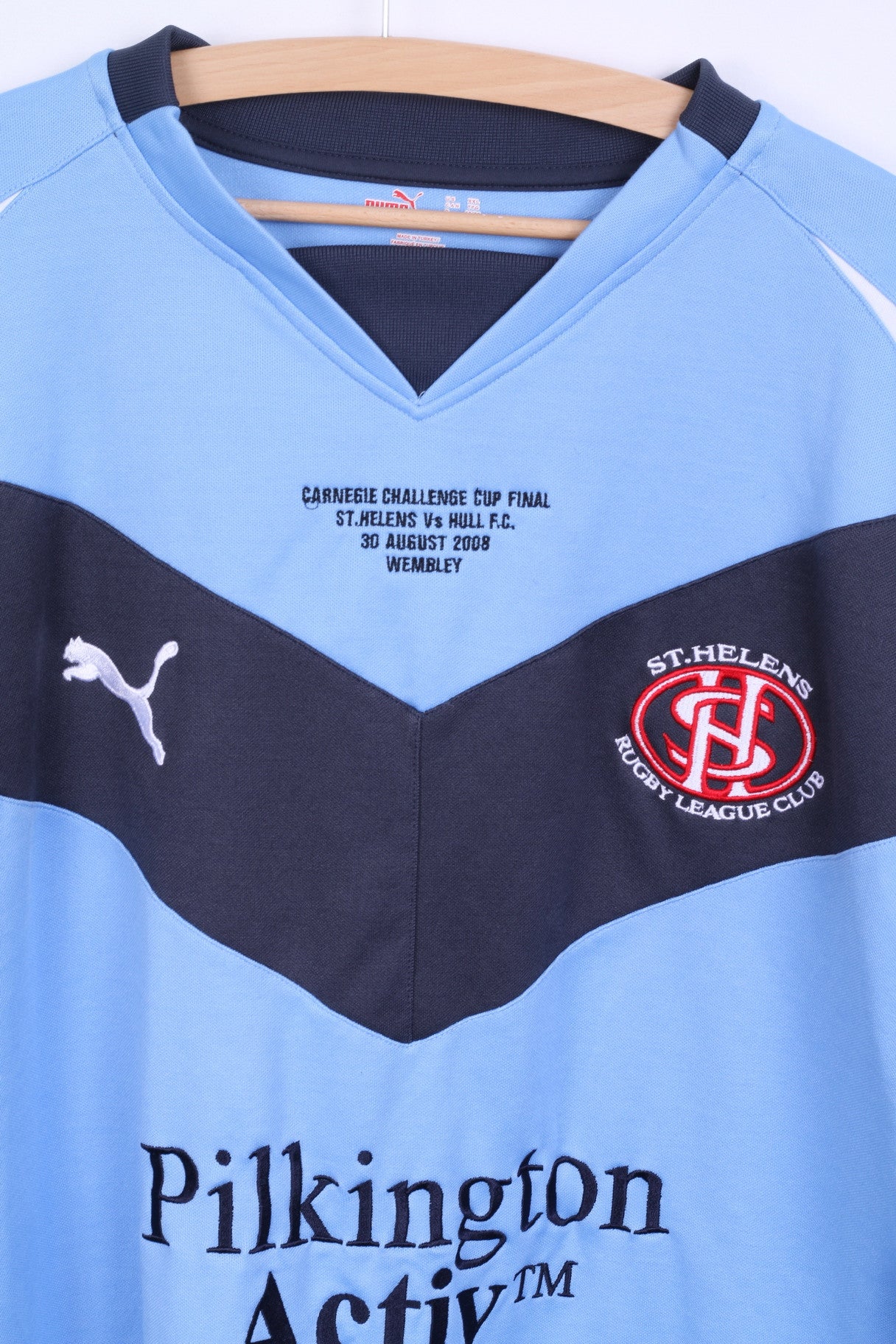 Puma Mens XXL Shirt Blue Crew Neck Sport Traning Rugby League Club St.Helens