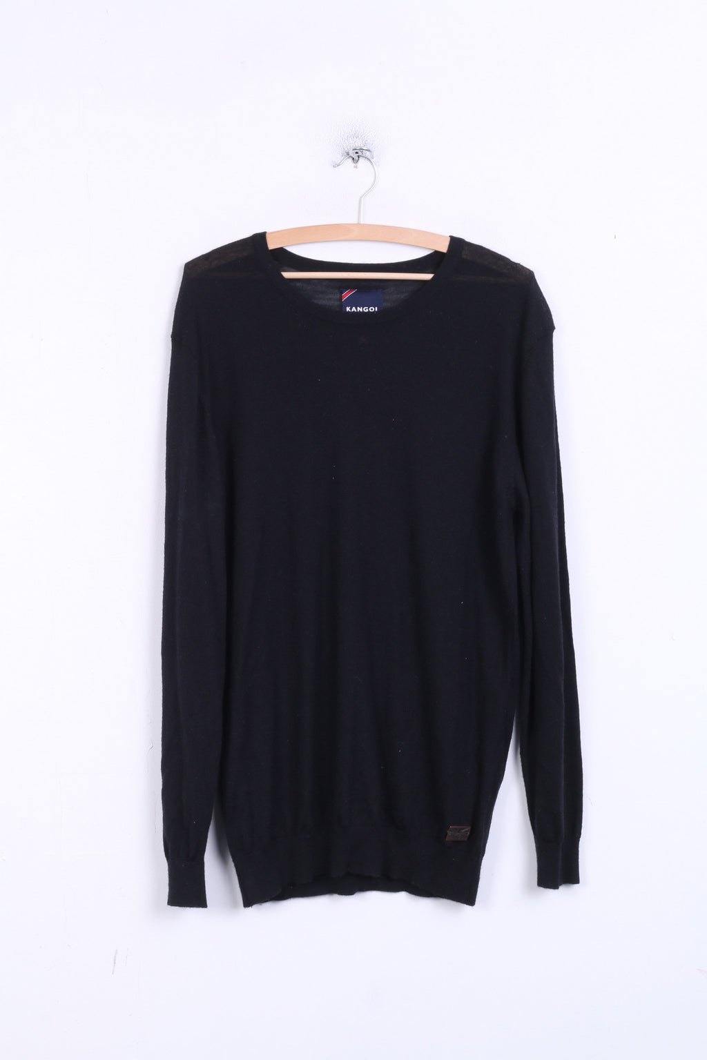 KANGOL Mens XL Jumper Sweater Crew Neck Black Wool - RetrospectClothes