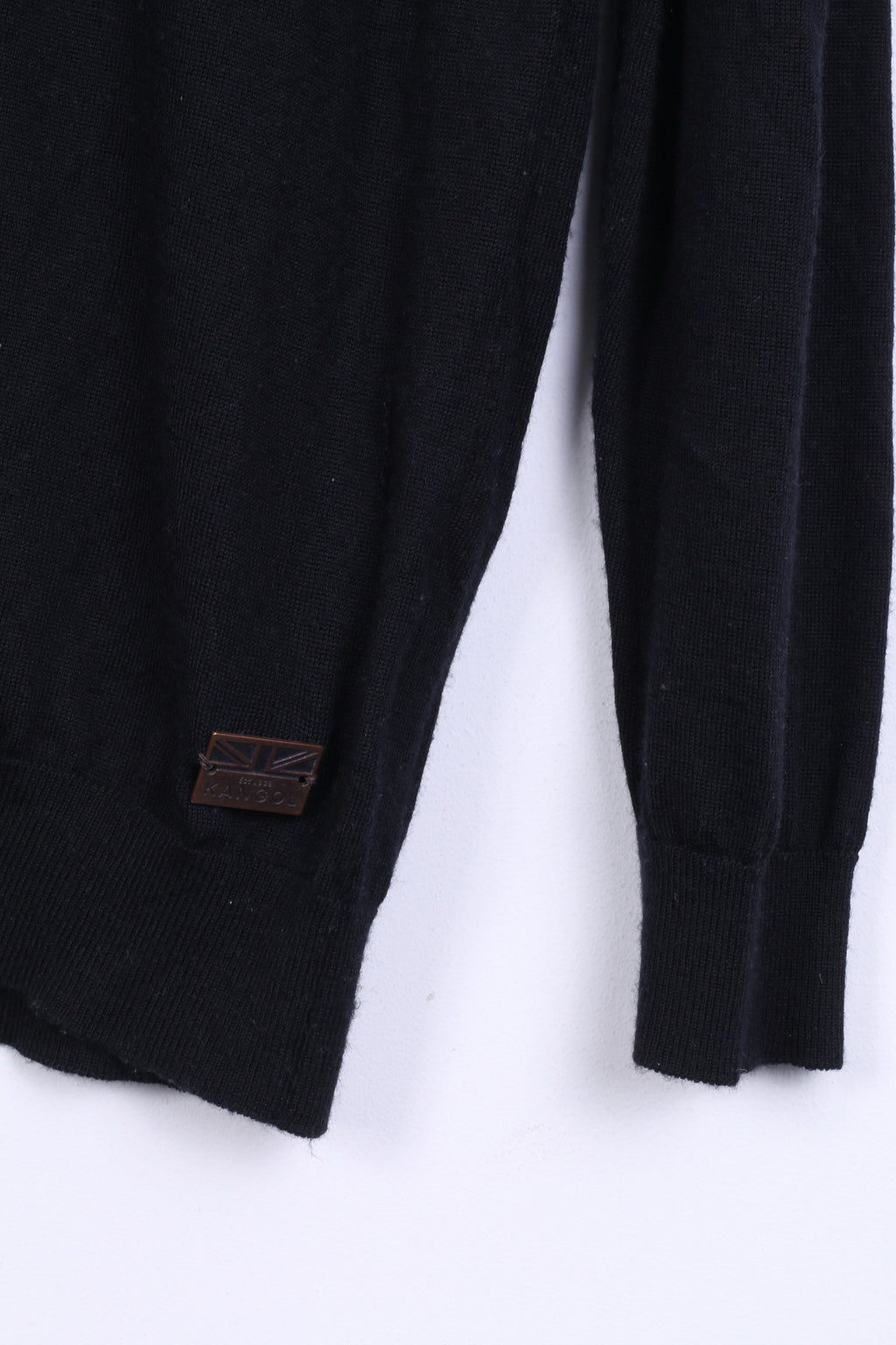 KANGOL Mens XL Jumper Sweater Crew Neck Black Wool - RetrospectClothes