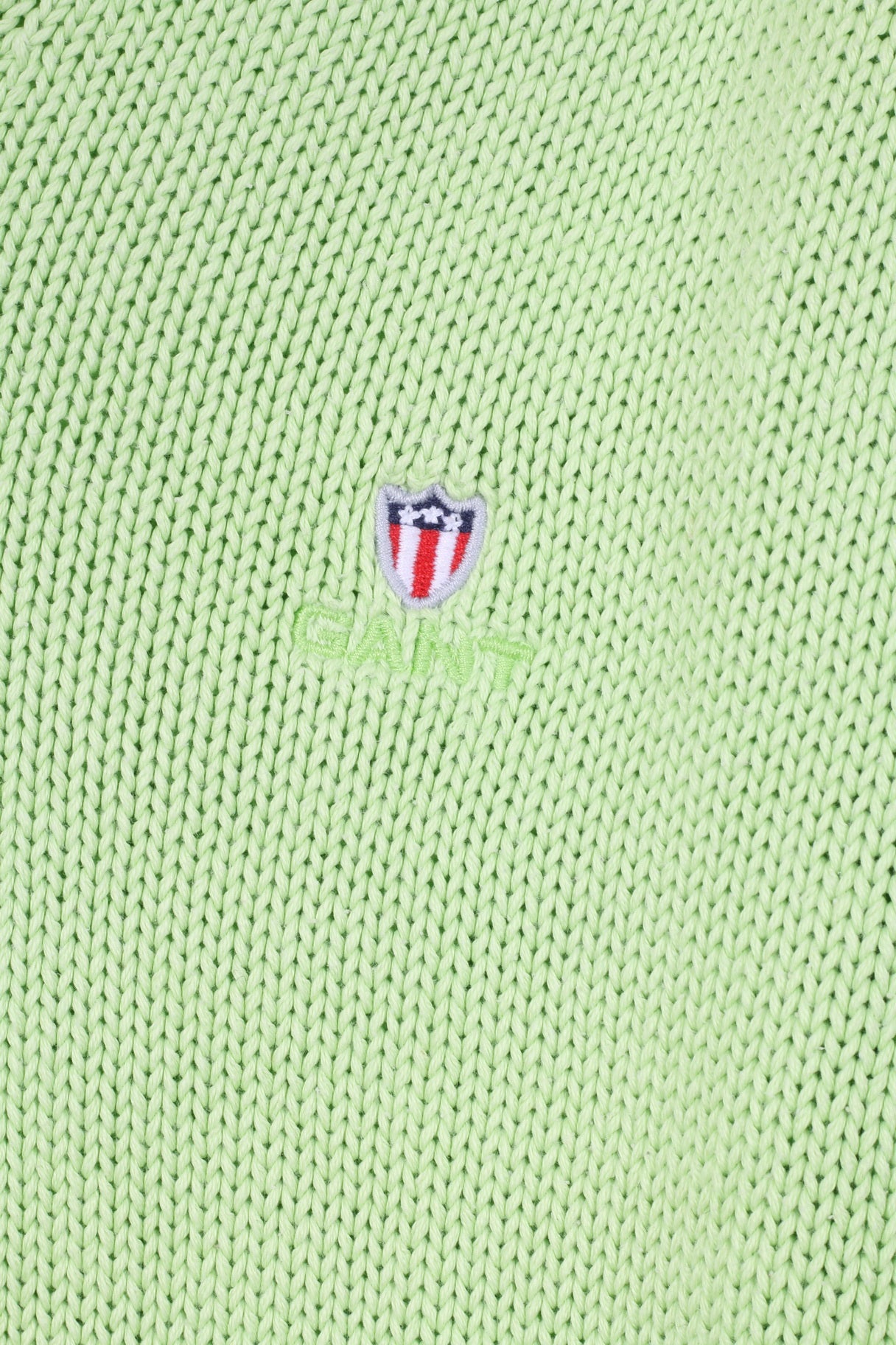 Gant Womens L Jumper Neon Green Sweater V Neck Cotton Top