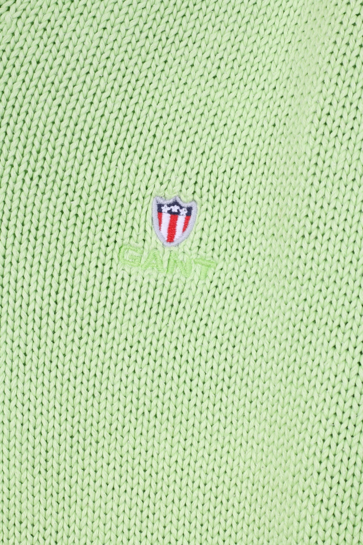 Gant Maglia da donna L Maglione verde neon con scollo a V Top in cotone 