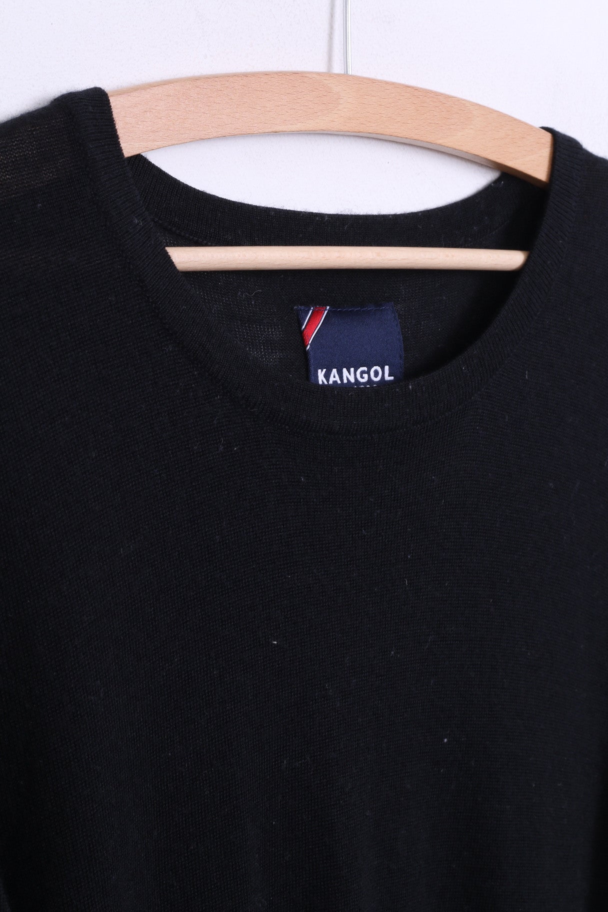 KANGOL Mens XL Jumper Sweater Crew Neck Black Wool - RetrospectClothes