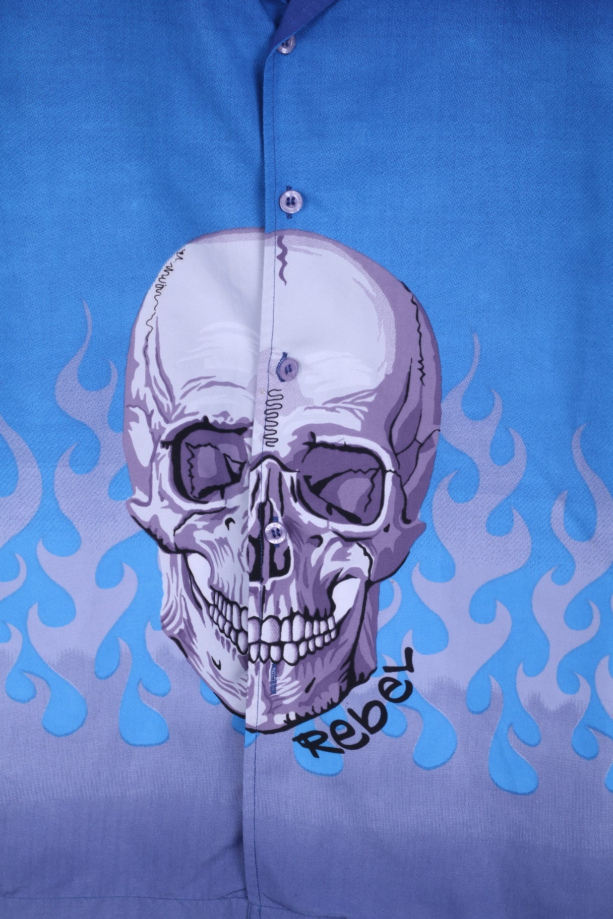 Rebel! Boys 11-12 Yrs Casual Shirt Blue Short Sleeve Skull