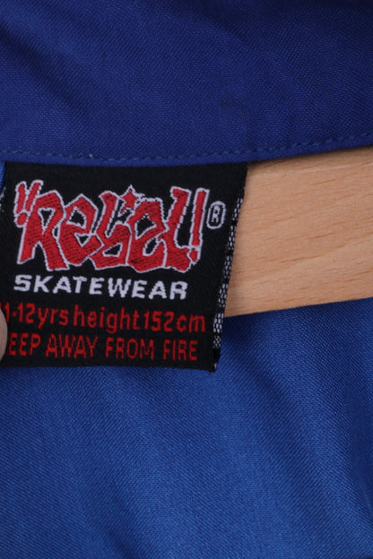 Rebel! Boys 11-12 Yrs Casual Shirt Blue Short Sleeve Skull