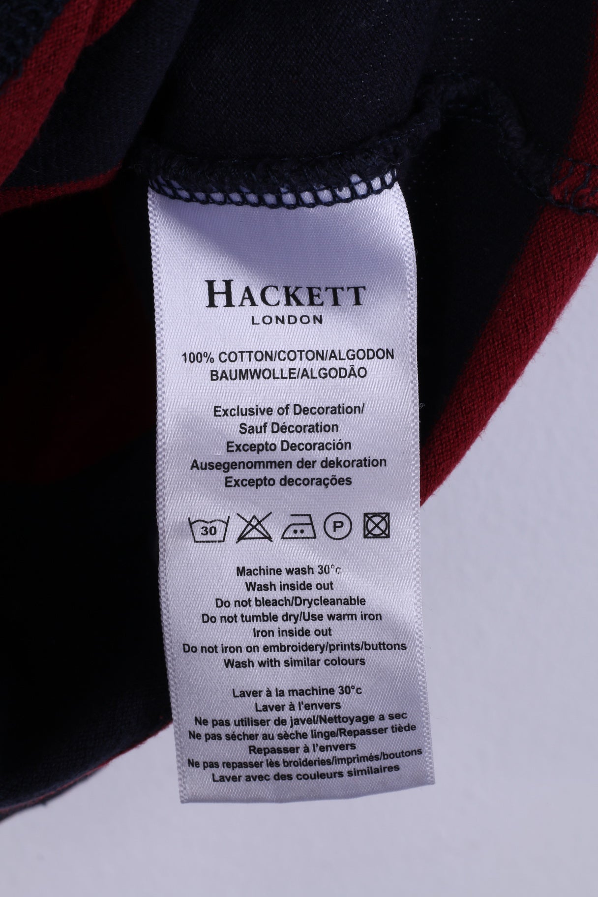 Hackett London Polo da uomo L (M) a righe blu scuro su misura in cotone 