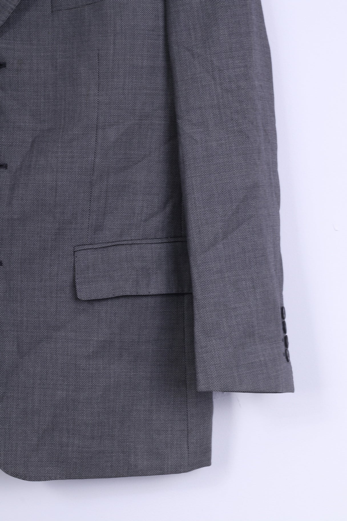 Jaeger Mens 38 S Jacket Grey Dots Wool Shoulder Pads Single Breasted Blazer