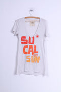 Hollister Femmes M Chemise Beige Coton Col V Graphique Summer Sun Top
