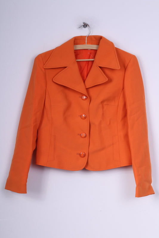 Trevira Femme 40 M Blazer Simple Boutonnage Orange Veste vintage 