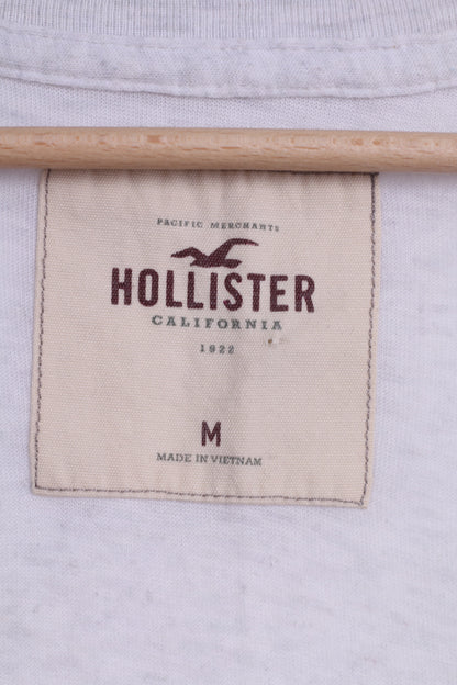Maglia Hollister da donna M, top estivo estivo con grafica in cotone beige, scollo a V
