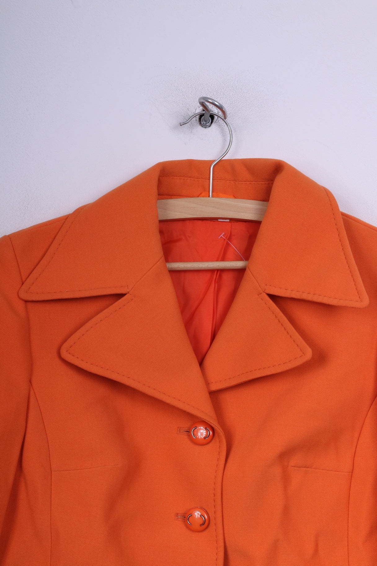 Trevira Femme 40 M Blazer Simple Boutonnage Orange Veste vintage 