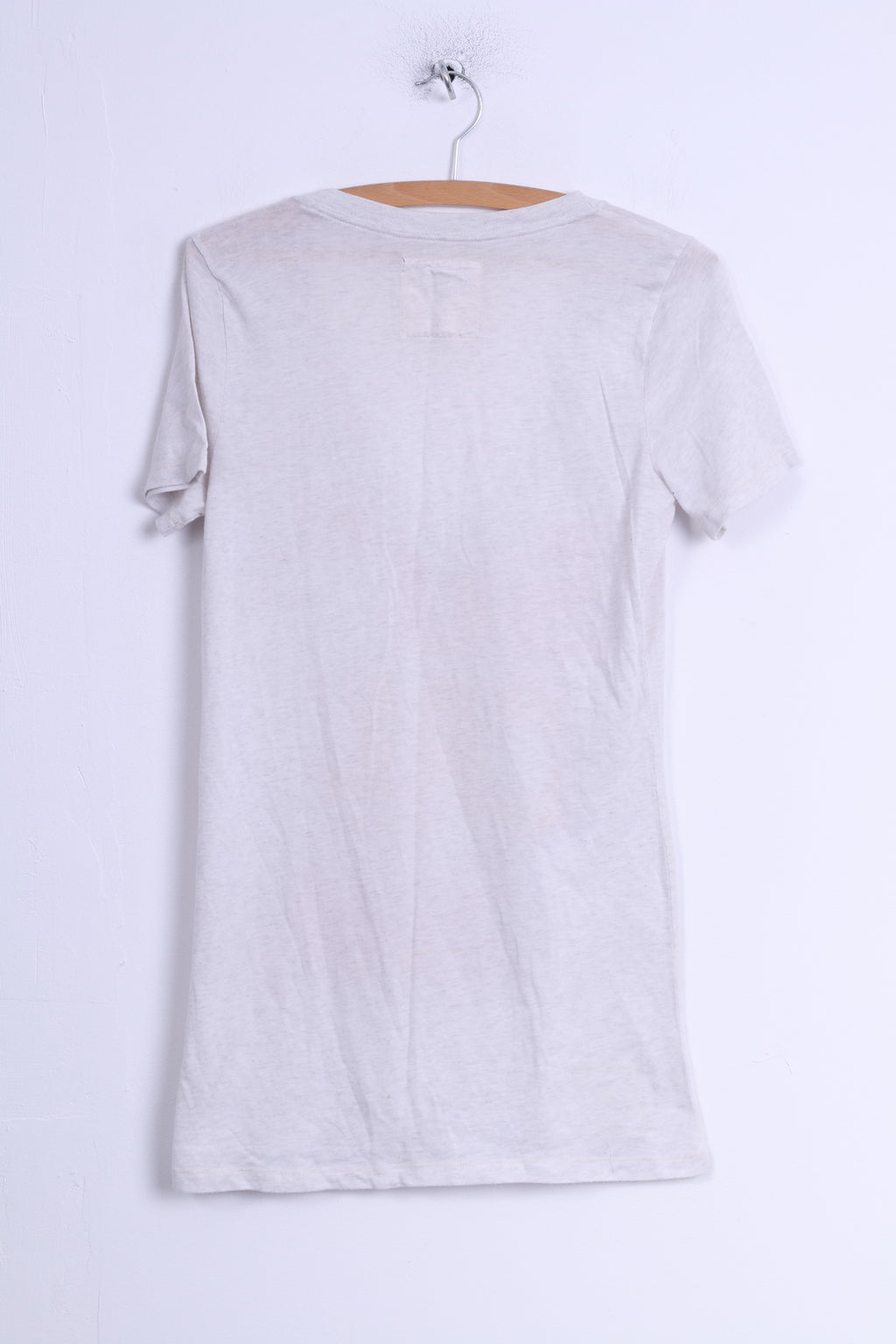 Maglia Hollister da donna M, top estivo estivo con grafica in cotone beige, scollo a V