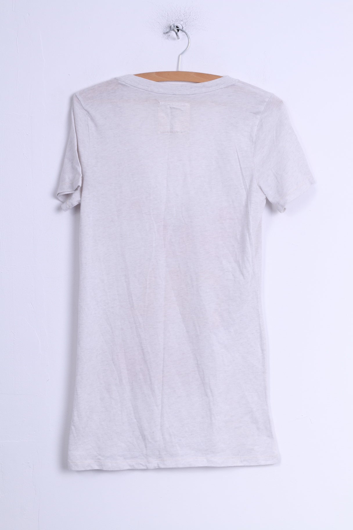 Maglia Hollister da donna M, top estivo estivo con grafica in cotone beige, scollo a V