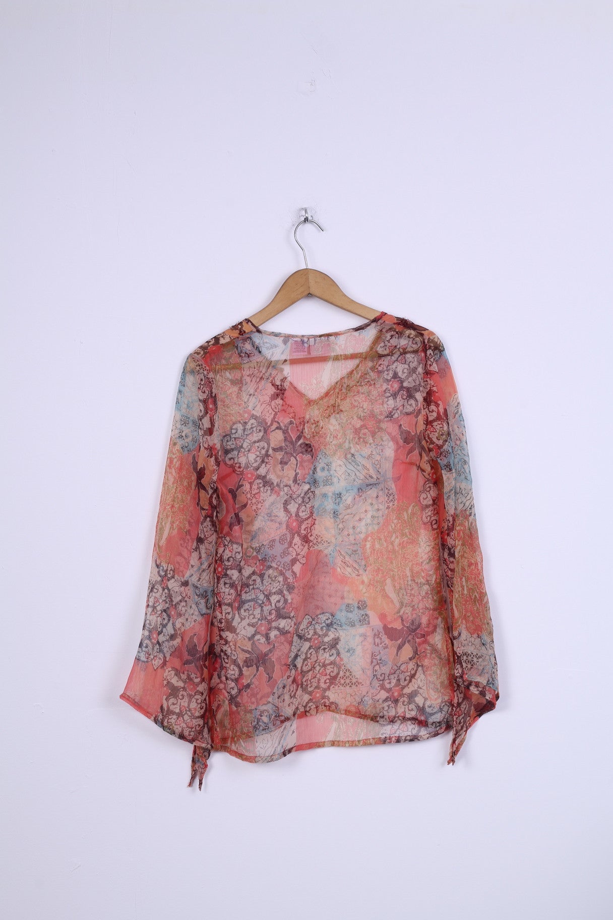 B.MOSS Chemise S à manches longues pour femme Transparent Boho vintage