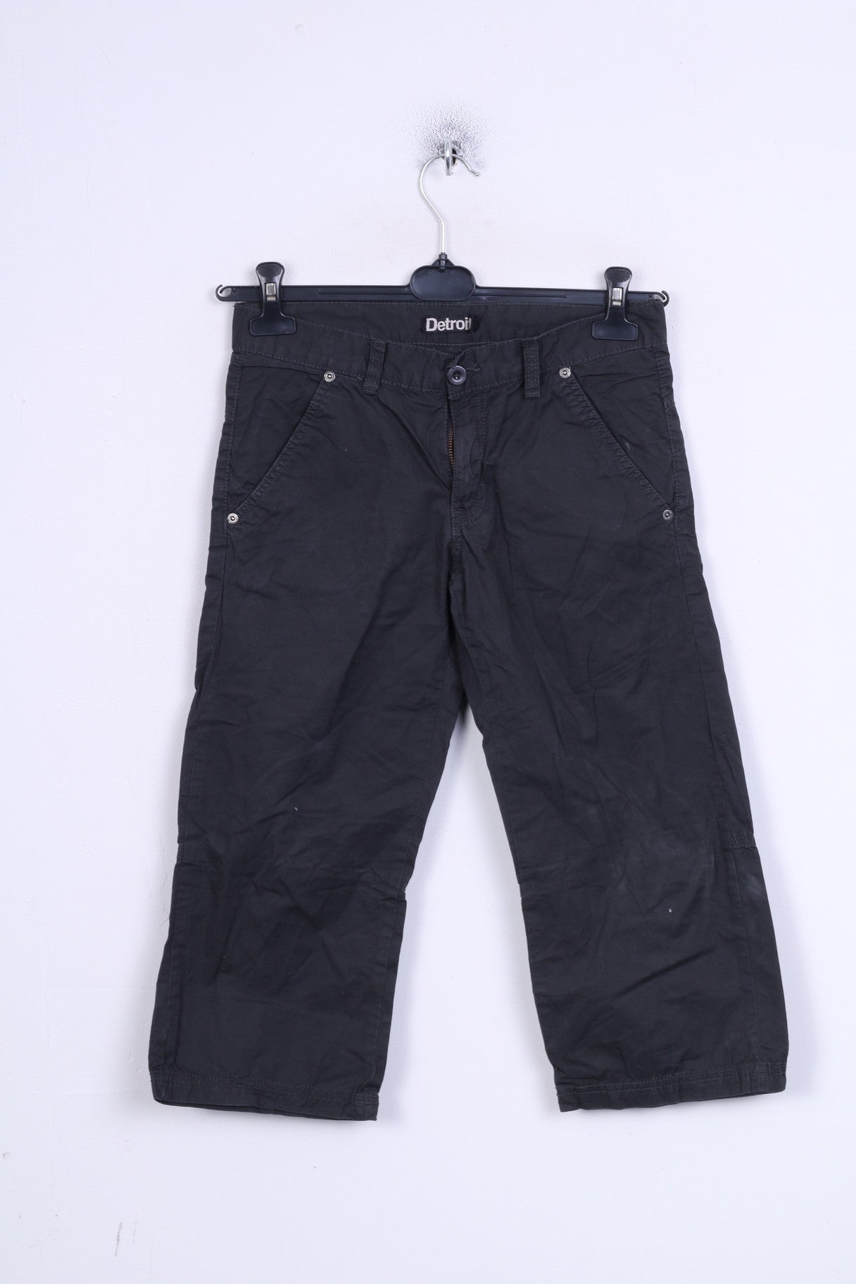 Detroit Boys 164 Pantaloncini Capri neri Pantaloni casual in cotone