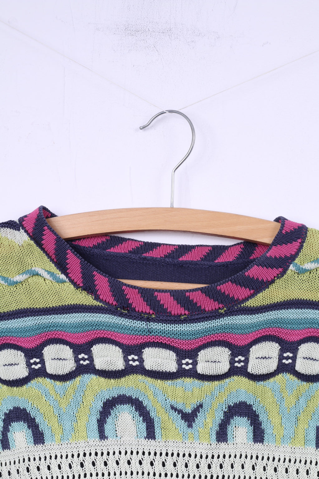 Vintage Womens XL Jumper Long Plum Multi Printed Sweater Crew Neck Top