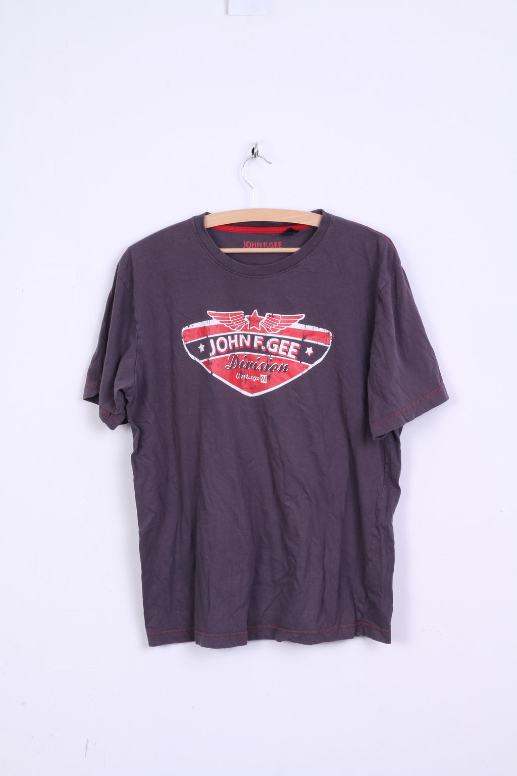 John F.Gee T-shirt col rond en coton taupe pour homme 48/50 L