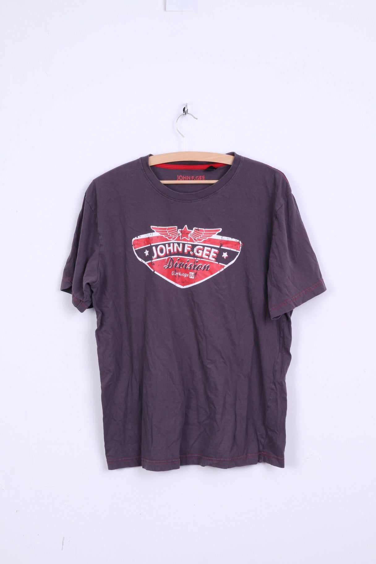 John F.Gee T-shirt col rond en coton taupe pour homme 48/50 L