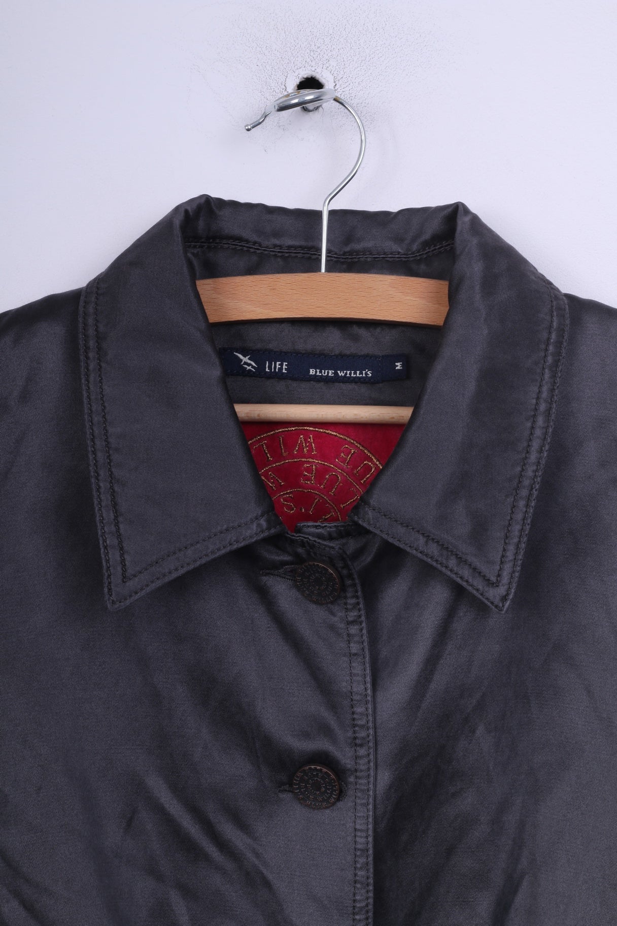 Giacca blazer M da donna blu Willi's Life Seta di cotone lucido monopetto grigio 