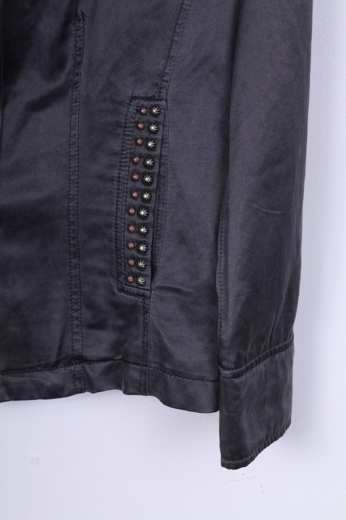 Giacca blazer M da donna blu Willi's Life Seta di cotone lucido monopetto grigio 