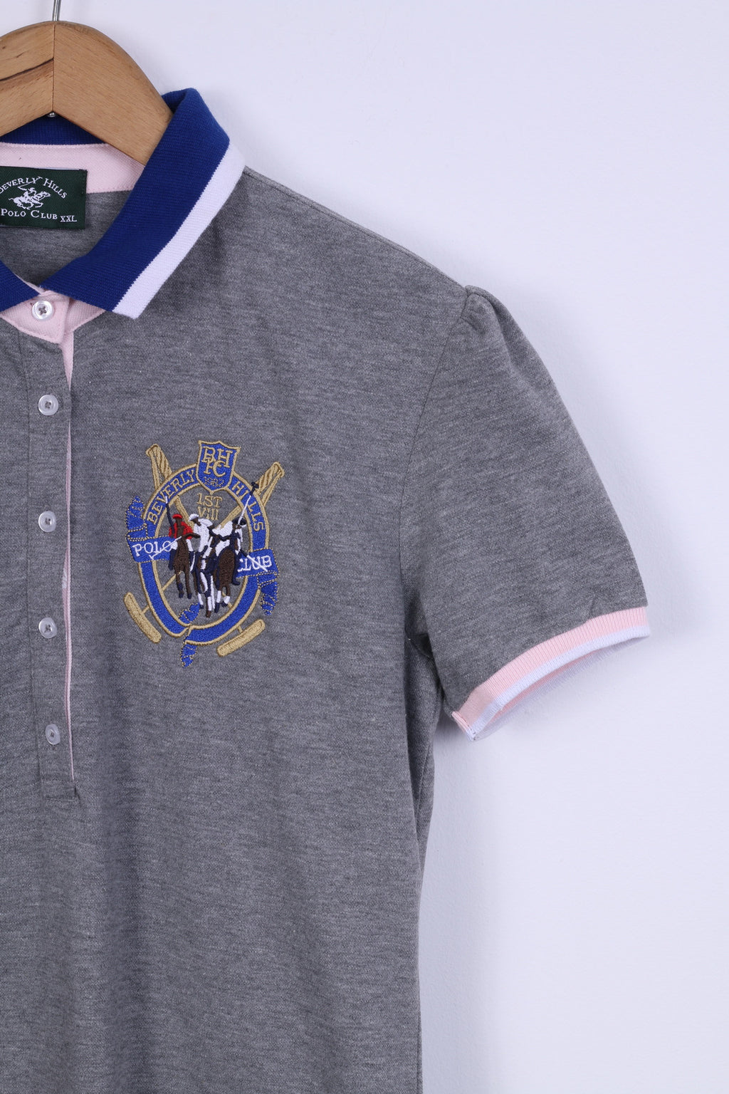 Beverlly Hills Polo XXL Femme Gris Manches Courtes Coton