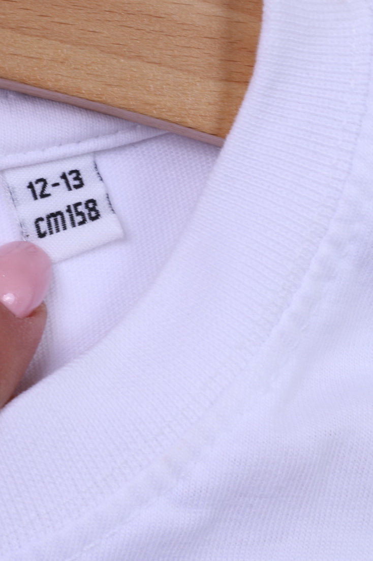 Disney Boys 158 12-13Age Shirt Graphic Mickey White Long Sleeve Cotton