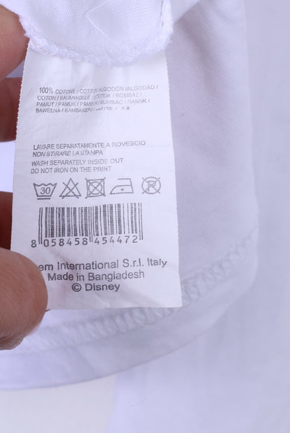 Disney Boys 158 12-13Age Shirt Graphic Mickey White Long Sleeve Cotton