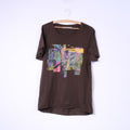 Camicia da uomo 883 Police Maglietta casual con graffiti grafici in cotone marrone 