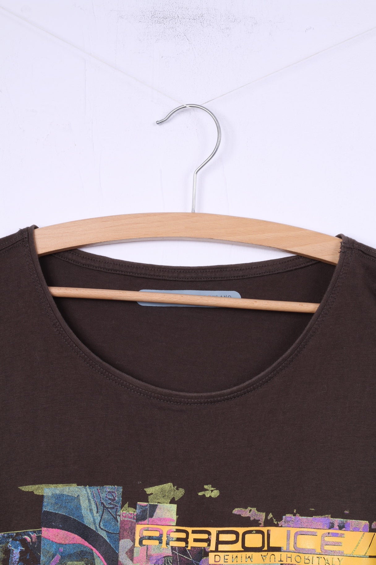 883 Police Men S Shirt Brown Cotton Graphic Graffiti Casual Top