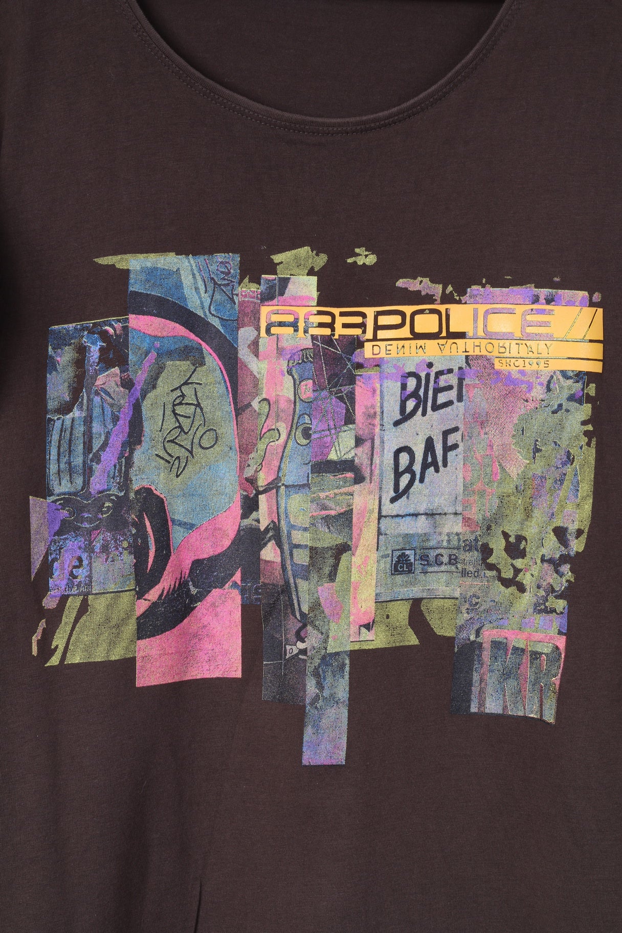 Camicia da uomo 883 Police Maglietta casual con graffiti grafici in cotone marrone 