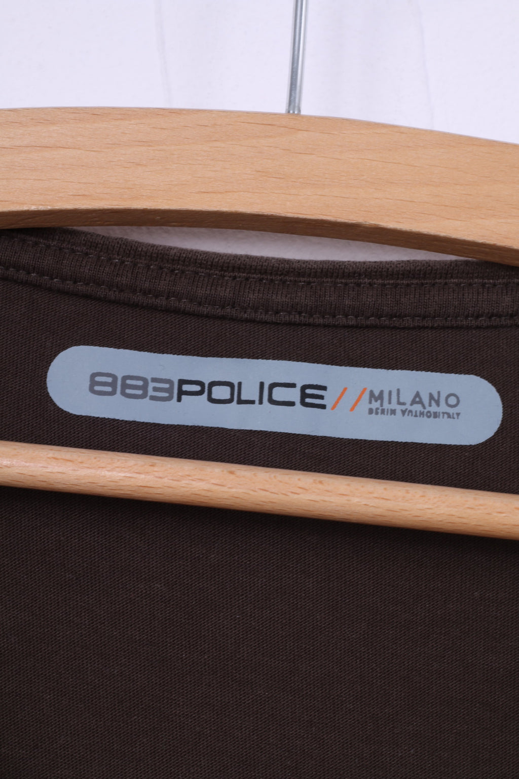 883 Police Men S Shirt Brown Cotton Graphic Graffiti Casual Top