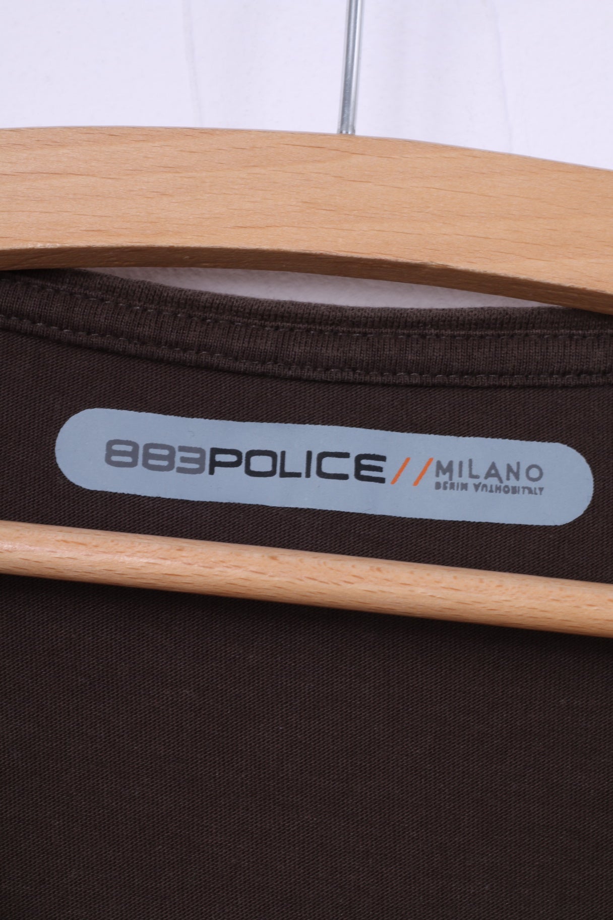 883 Police Men S Shirt Brown Cotton Graphic Graffiti Casual Top