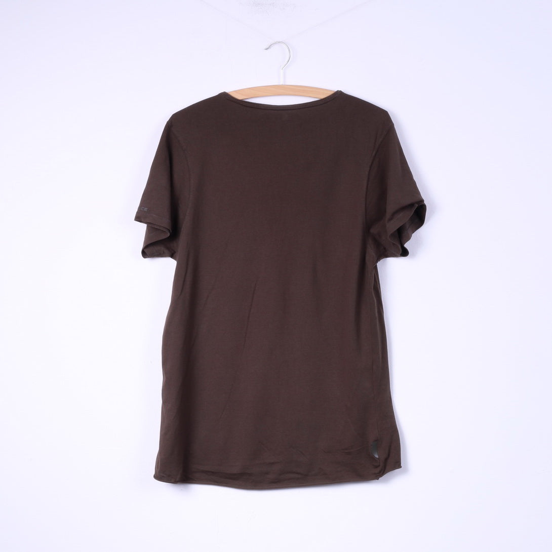 883 Police Men S Shirt Brown Cotton Graphic Graffiti Casual Top