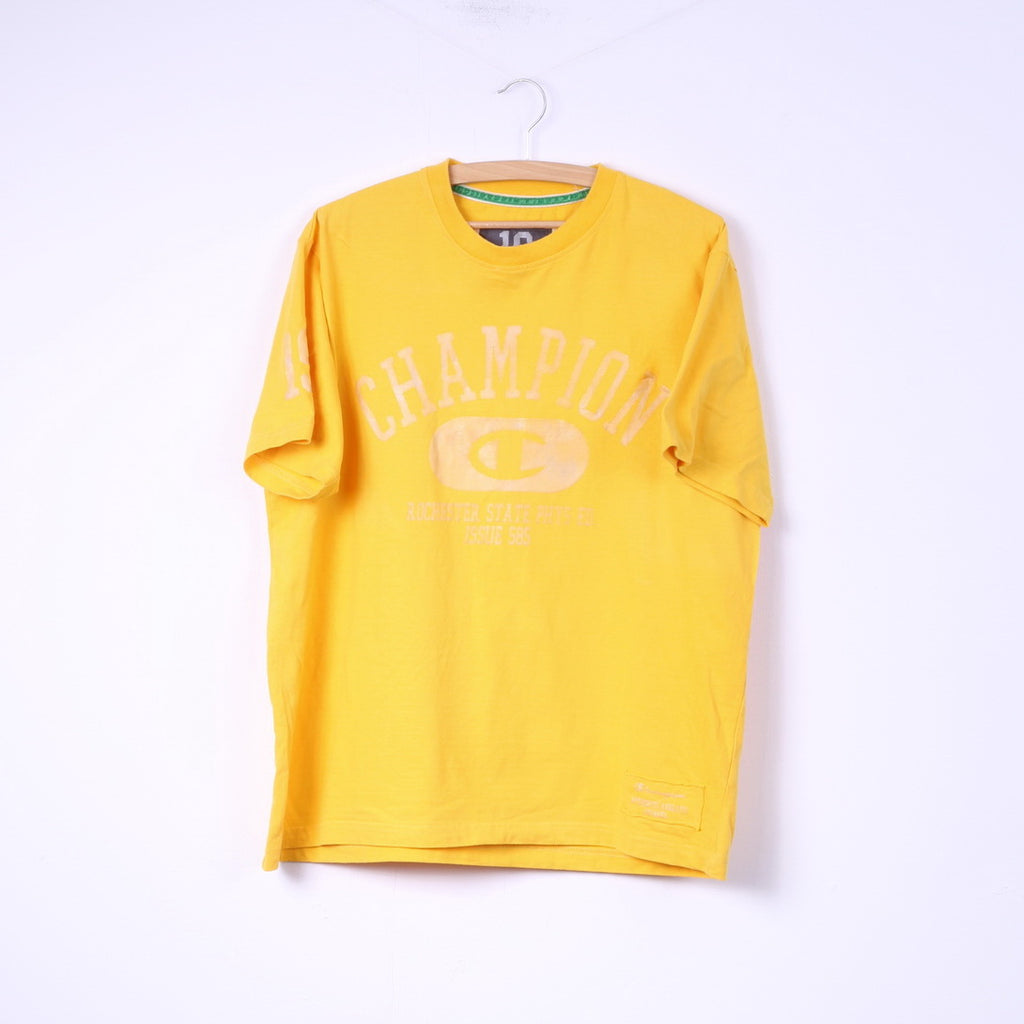 Champion T-Shirt Graphique L Homme Jaune Coton Top Ras du Cou 