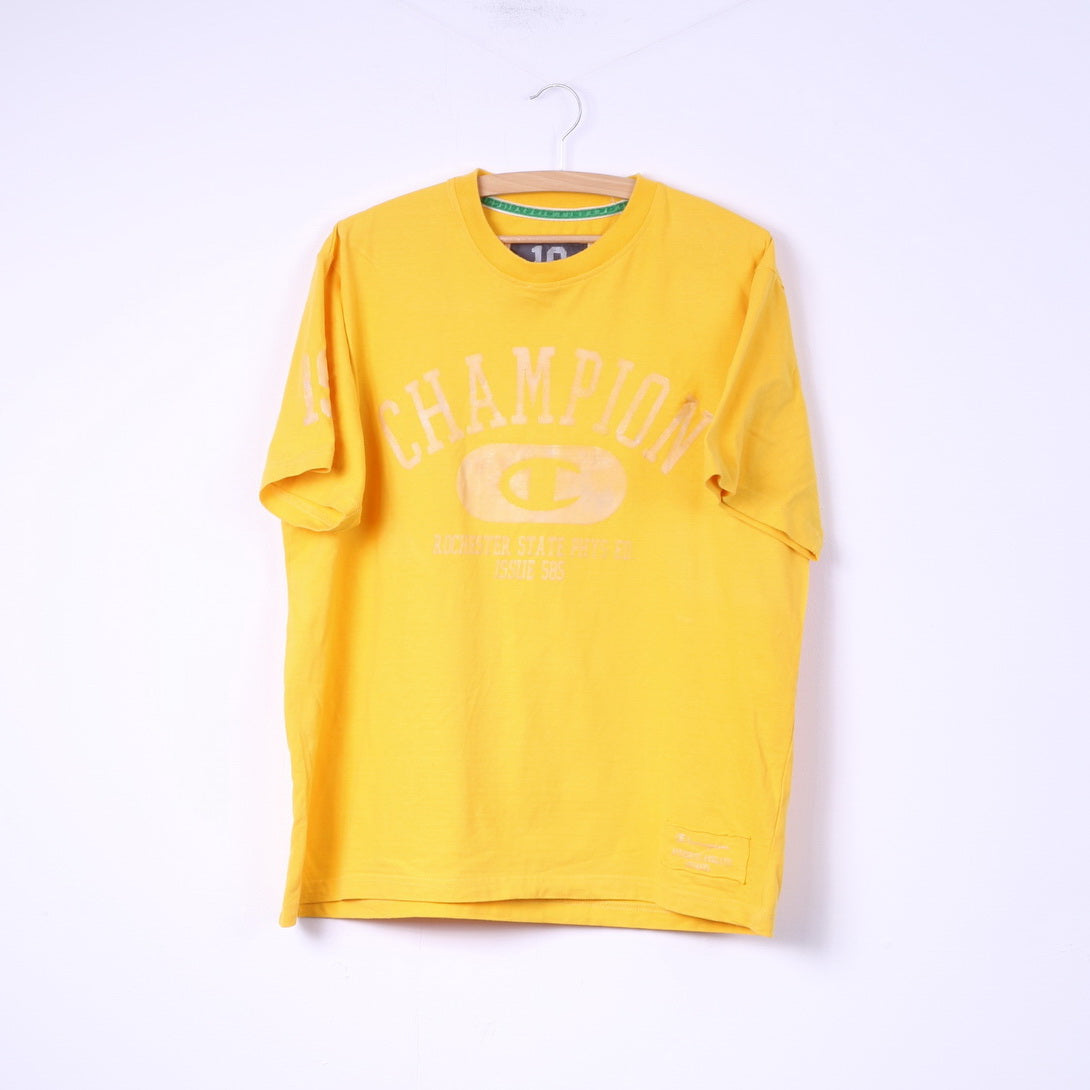 Champion T-Shirt Graphique L Homme Jaune Coton Top Ras du Cou 