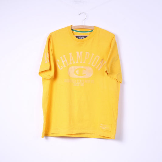 T-shirt grafica Champion L da uomo girocollo in cotone giallo 