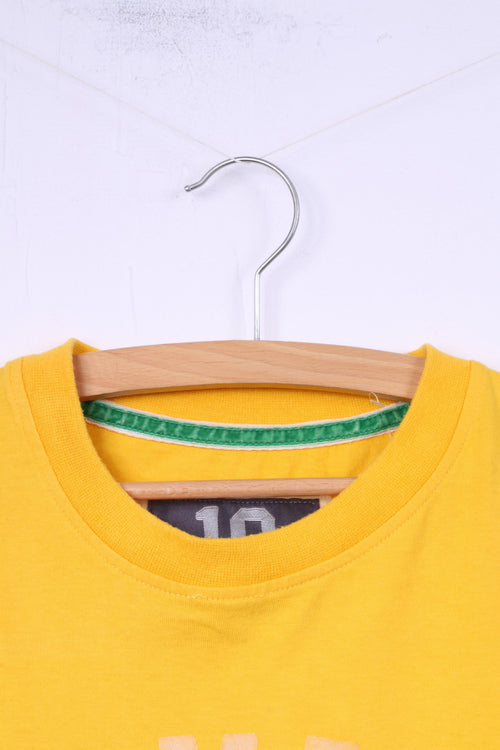 Champion Mens L Graphic T-Shirt Yellow Cotton Top Crew Neck